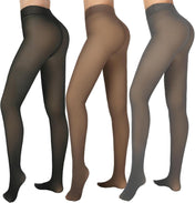 Fleece Lined Tights Sheer Women - Fake Translucent Warm Pantyhose Leggings Sheer Thick Tights for Winter