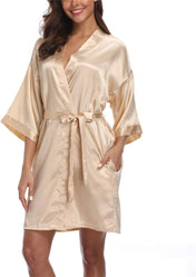 Women'S Satin Kimono Robes Bridesmaid Wedding Robes Silky Bathrobes Summer Loungewear