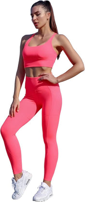 Women’S Yoga Outfits 2 Piece Set Workout Tracksuits Sports Bra High Waist Legging Active Wear Athletic Clothing Set