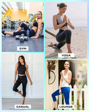 TNNZEET Capri Leggings for Women - Tummy Control Black Leggings with Pockets High Waisted Yoga Pants Workout Cycling Leggings