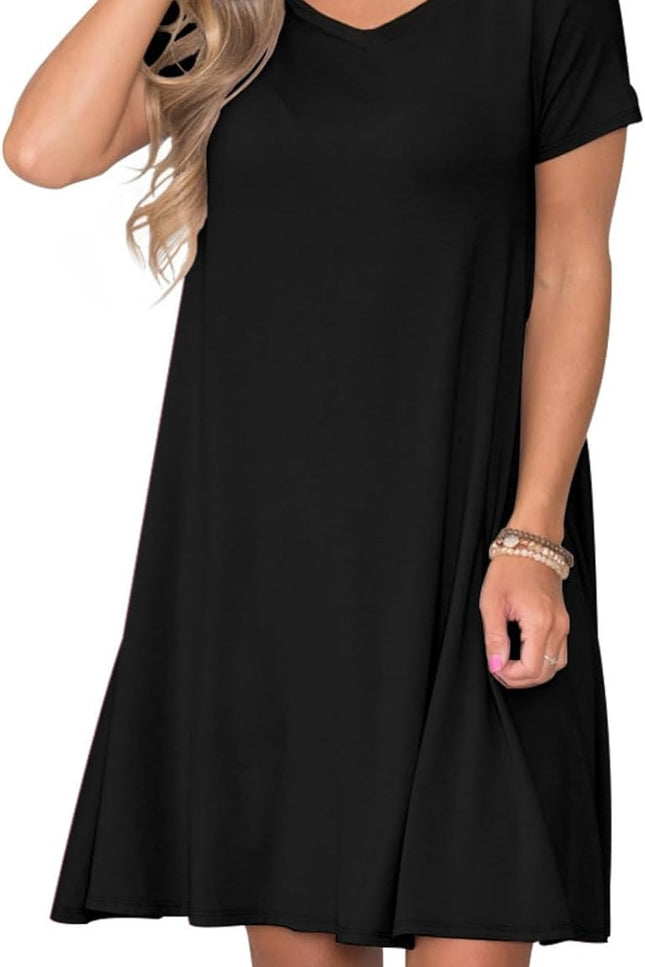 Women'S Casual T Shirt Dress Summer Short Sleeve Swing Dresses with Pockets