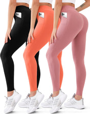 3 Pack High Waisted Leggings for Women Butt Lift Tummy Control Yoga Pants Non See-Through Workout Running Pants…