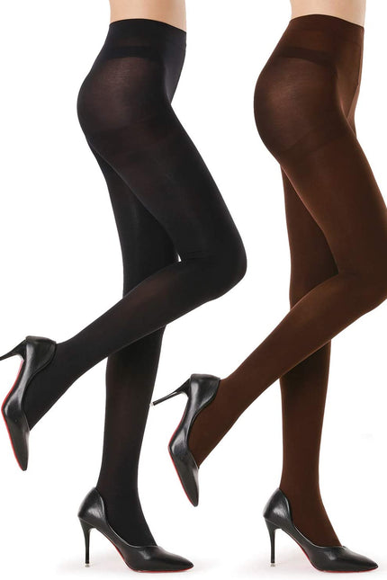 G&Y 2 Pairs Semi Opaque Tights for Women - 40D Microfiber Control Top Pantyhose