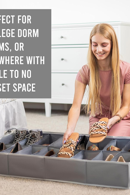 Under Bed Shoe Storage Organizer - TEAR-RESISTANT Heavy Duty 600D Material - Fit