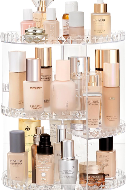 360 Rotating Makeup Organizer Adjustable Carousel Small Capacity Revolving Perfu