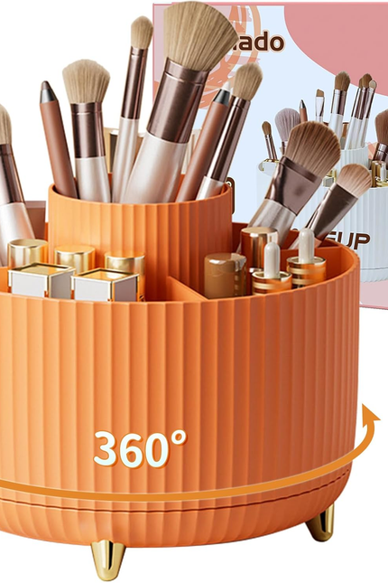 360° Rotating Desktop Women Brush Holder Organizer, Makeup Organizers Countertop