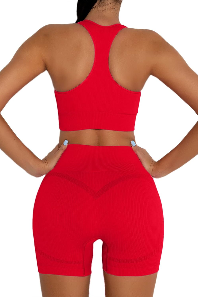 Workout Sets Two Piece Outfits for Women Clothes Gym Yoga Seamless Racerback Spo