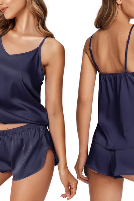 Silk Pjs for Women Satin Pajamas Set Lingerie Camisole Pajamas Cami Shorts Set N