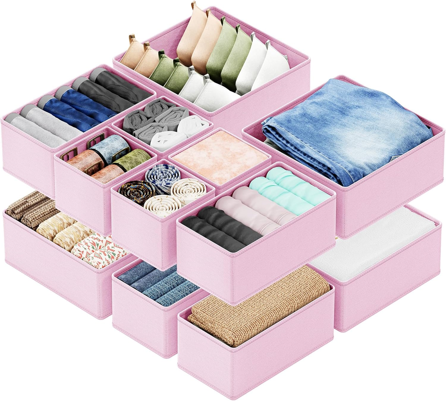 Sock Drawer Organizer Divider 3 Pack, 64 Cell Dresser Closet Nursery Underwear O
