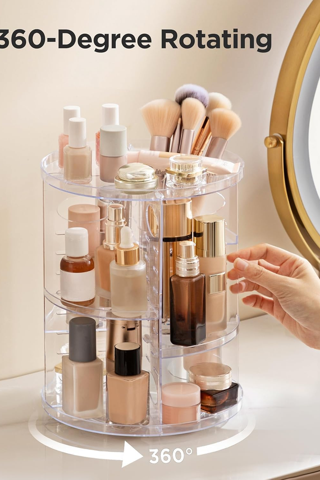 360 Rotating Makeup Organizer Adjustable Carousel Small Capacity Revolving Perfu