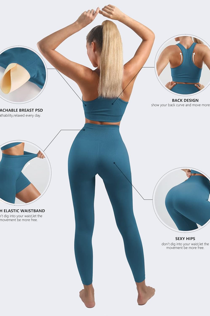 Women’S Yoga Outfits 2 Piece Set Workout Tracksuits Sports Bra High Waist Leggin
