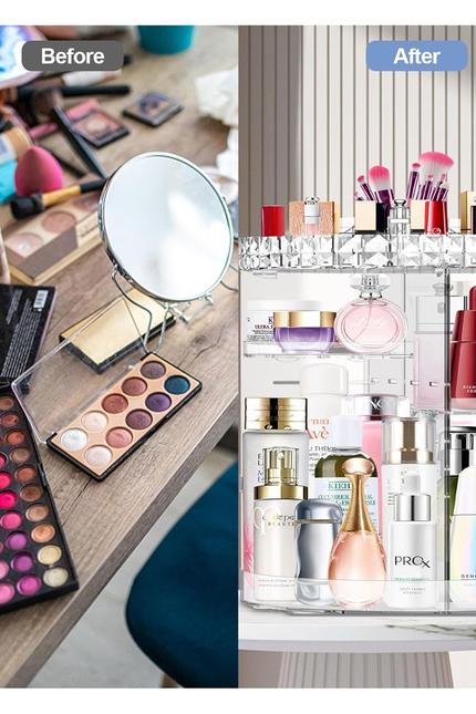 360 Rotating Makeup Organizer, DIY Adjustable Makeup Carousel Spinning Holder Ra