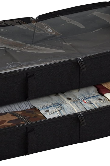 under Bed Storage Containers - Foldable Closet Organizer with Clear Top, Sturdy 