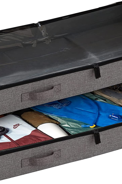 under Bed Storage Containers - Foldable Closet Organizer with Clear Top, Sturdy 