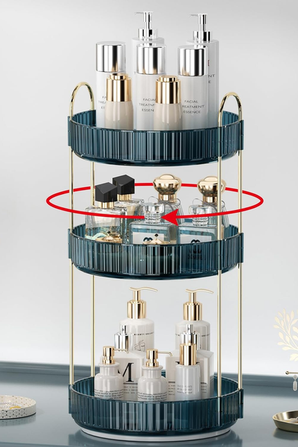 360 Rotating Makeup Organizer for Vanity, Bathroom Countertop Spinning Perfume O