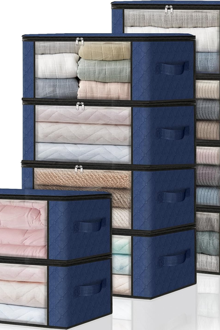 3-Pack Foldable Storage Bags – 35L Clothes, Bedding & Toy Organizer with Handles