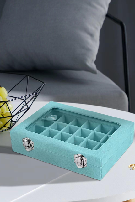 Jewelry Box 24 Grid Velvet Earrings Holder Tray Detachable Earring Case Jewelry 