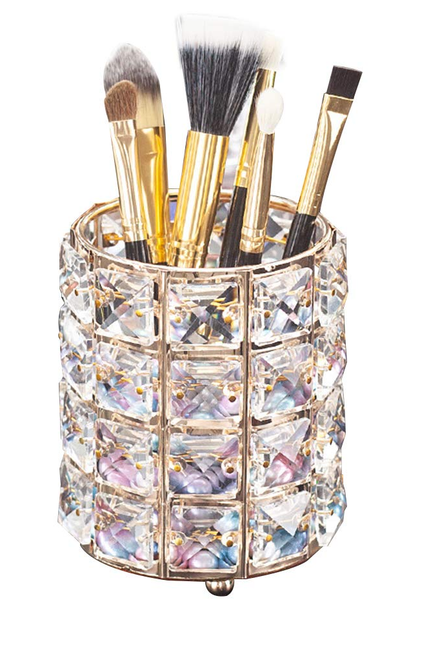  Makeup Brush Holder Organizer Golden Crystal Bling Personalized Gold Comb Brush