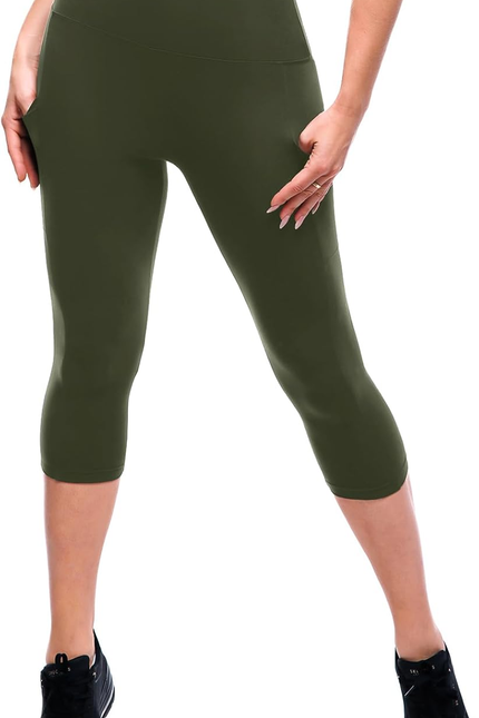 SINOPHANT High Waisted Leggings with Pockets Women, Full Length Capri Buttery So