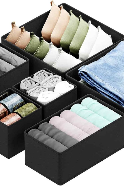 12-Pack Drawer Organizer Bins – Non-Woven Fabric Dresser Storage Boxes