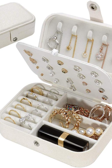 Jiemei Jewelry Box, Travel Jewelry Organizer Cases with Doubel Layer for Women’S