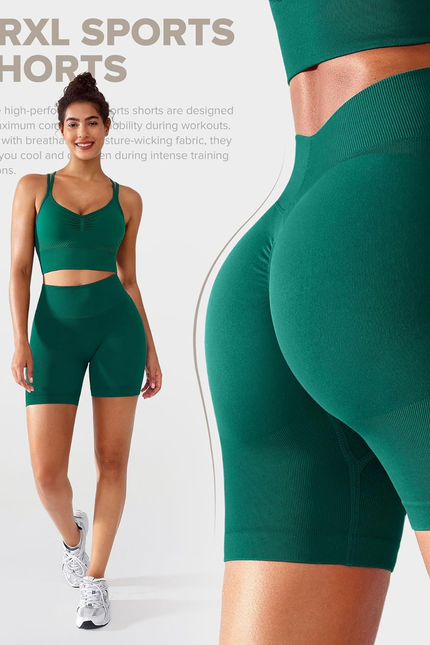 Seamless Impact Compression Scrunch Butt Lifting Shorts for Women V Back 5" Inse