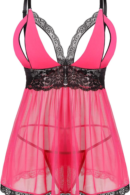 Women plus Size Lingerie Set Sexy Lace Babydoll Lingerie Dress Chemise Sleepwear