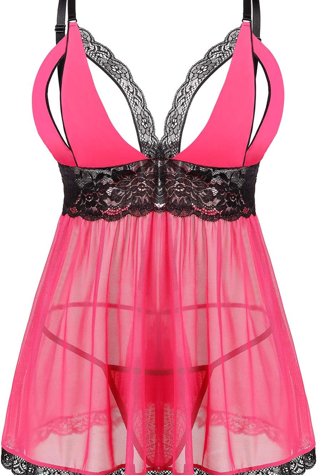 Women plus Size Lingerie Set Sexy Lace Babydoll Lingerie Dress Chemise Sleepwear