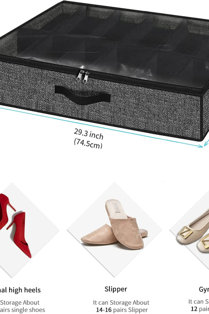 Sturdy under Bed Shoe Storage Organizer, Set of 2, Fit 12 to 24 Pairs, Underbed 