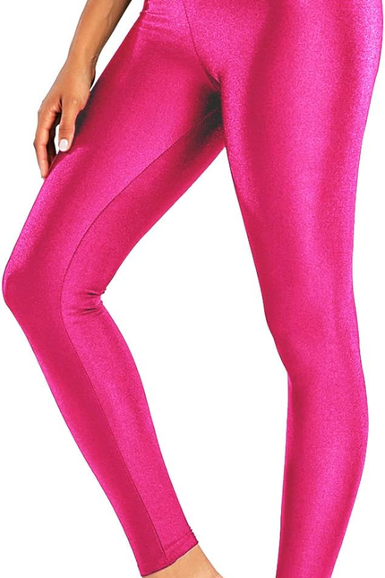 Sghenr Women'S High Waisted Yoga Pants Tummy Control Shiny Sports Tights Workout