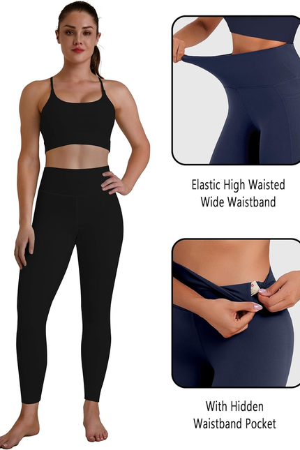 High Waisted Leggings for Women 25" Tummy Control Yoga Pants Buttery Soft for Gy