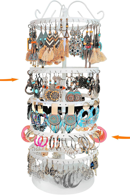 360 Rotating Earring Holder Organizer Stand,5 Tiers Acrylic Jewelry Organizers a