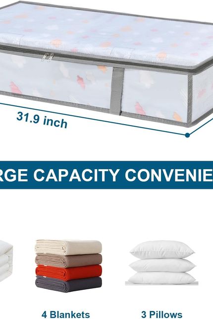 2 Pack under Bed Storage Containers Bins, Humid-Proof Plastic Underbed Storage B