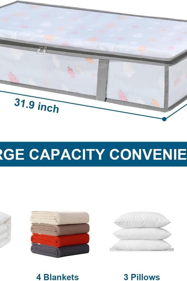 2 Pack under Bed Storage Containers Bins, Humid-Proof Plastic Underbed Storage B