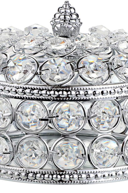 Crystal Mirrored Jewelry Box Jewelry Trinket Organizer Box Home Decor Ring Earri