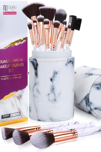 DUAIU Makeup Brushes Set Make up Brushes Professional 15Pcs Marble Makeup Brush 