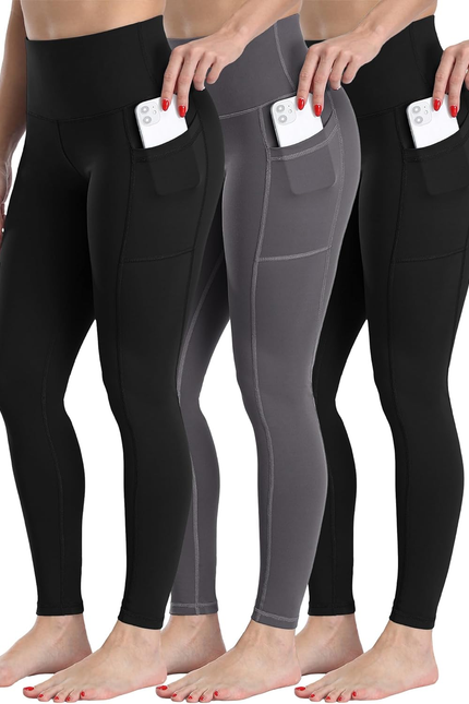 CHRLEISURE Fleece Lined Leggings Women with Pockets - Winter Warm Thermal Thick 
