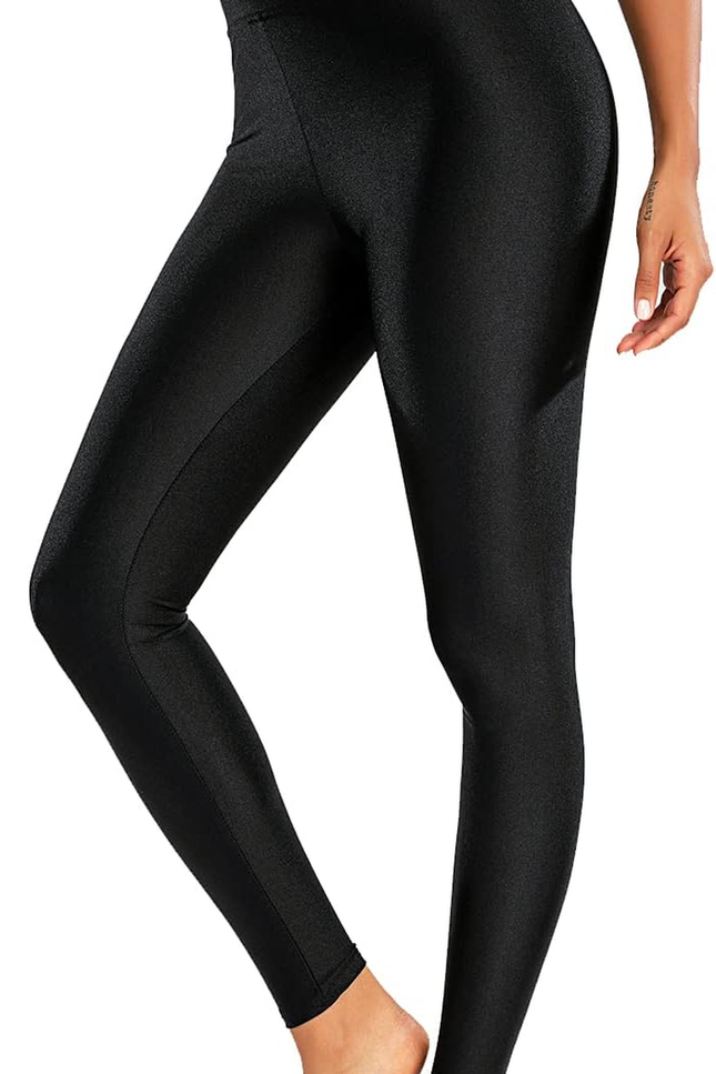 Sghenr Women'S High Waisted Yoga Pants Tummy Control Shiny Sports Tights Workout