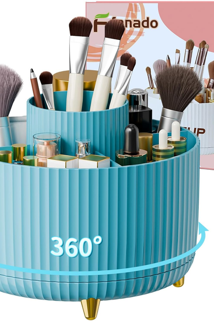 360° Rotating Desktop Women Brush Holder Organizer, Makeup Organizers Countertop