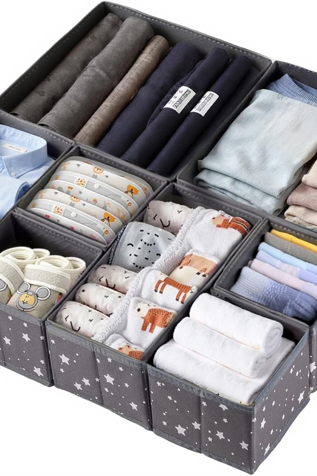 8-Piece Drawer Organizer Set – Closet Dividers for Socks, Underwear, Bras, Cloth