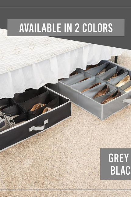 Under Bed Shoe Storage Organizer - TEAR-RESISTANT Heavy Duty 600D Material - Fit