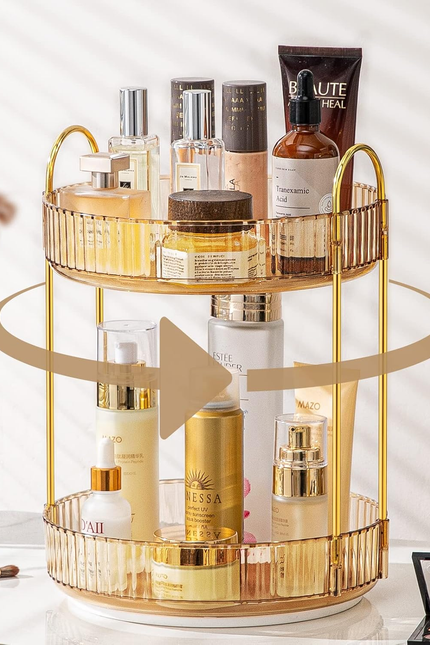 360 Rotating Makeup Organizer for Vanity, Bathroom Countertop Spinning Perfume O
