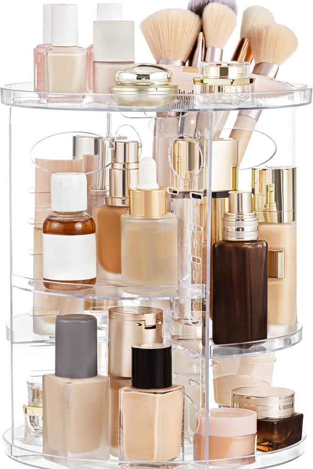360 Rotating Makeup Organizer Adjustable Carousel Small Capacity Revolving Perfu