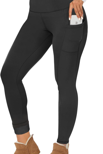 CAMPSNAIL Fleece Lined Leggings Women - Thick Soft High Waisted Black Tummy Cont