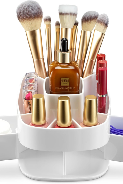 Masirs 360 Rotating Makeup Organizer Countertop - Adjustable Shelf Height - the 