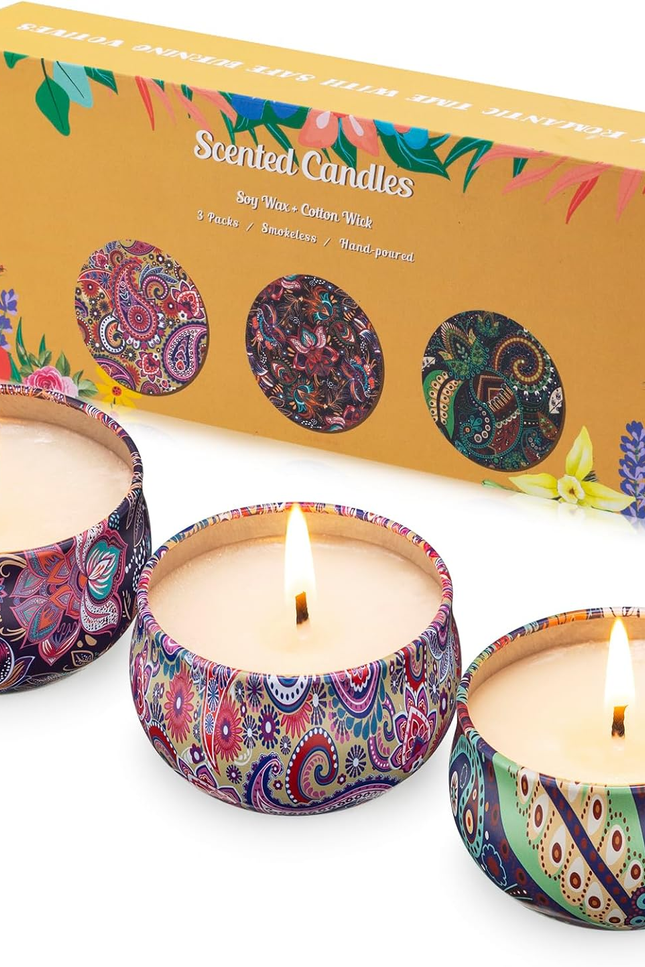 3 Pack Scented Candles, 2.5 Oz Aromatherapy Candles with Floral Scents,Soy Candl