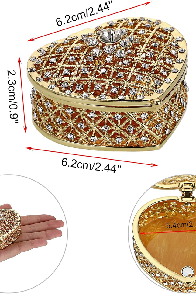 Heart Shape Jewelry Box Wedding Box Keepsake Box Ring Earring Small Trinket Stor