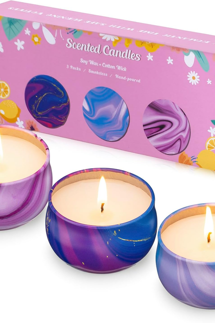 3 Pack Scented Candles, 2.5 Oz Aromatherapy Candles with Floral Scents,Soy Candl