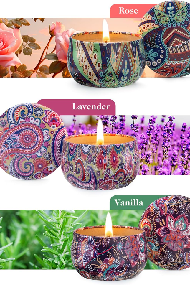 3 Pack Scented Candles, 2.5 Oz Aromatherapy Candles with Floral Scents,Soy Candl