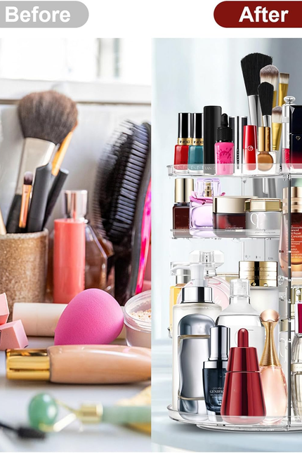 Makeup Organizer 360 Rotating Cosmetic Organizer DIY Adjustable Makeup Carousel 